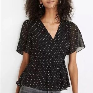 Madewell Flutter Sleeve Wrap Top